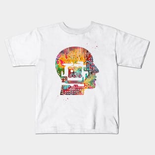 Circuit Man head with chip Kids T-Shirt